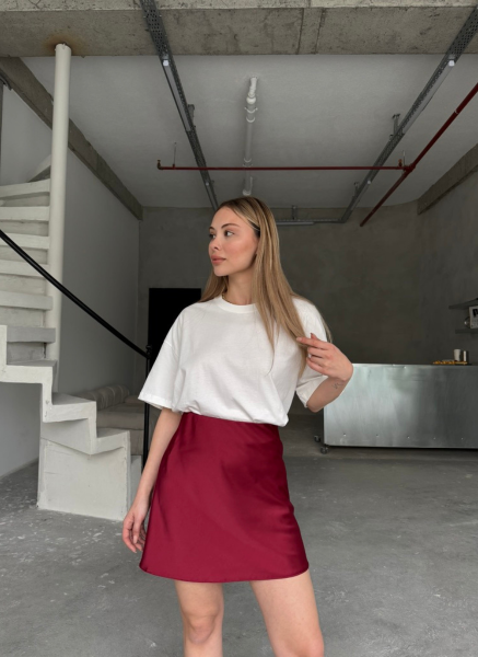 BORDO KISA SATEN ETEK