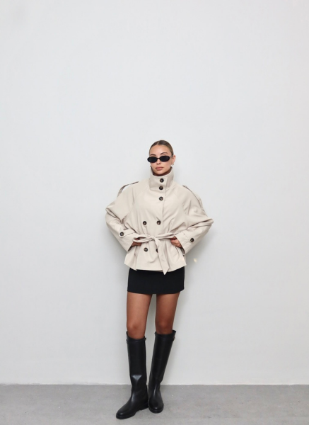 BEJ DİK YAKA TRENÇKOT