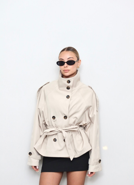 BEJ DİK YAKA TRENÇKOT