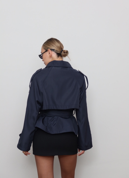 LACİVERT DİK YAKA TRENÇKOT