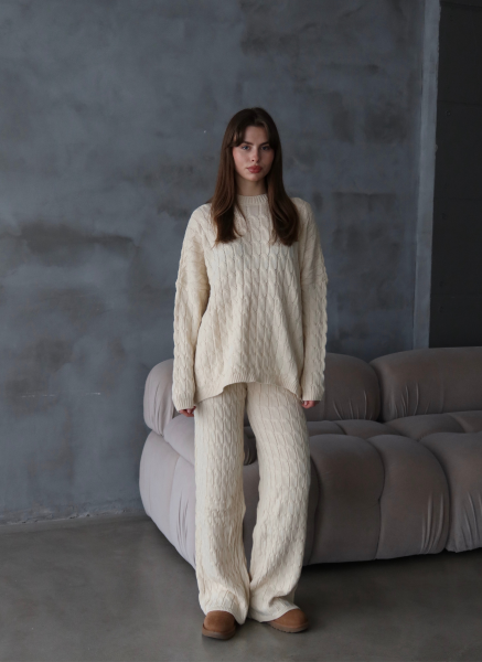 BEJ SAÇ ÖRGÜ TRİKO TAKIM