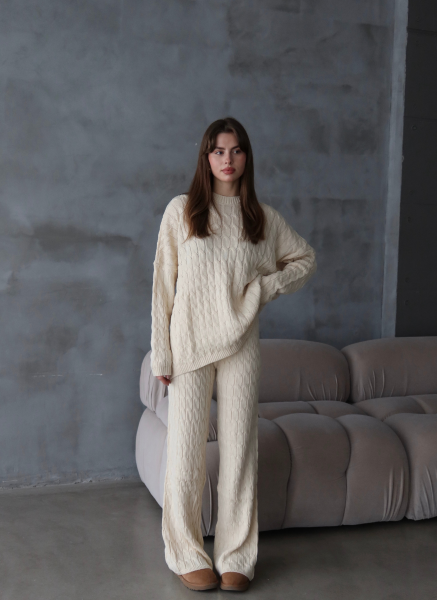 BEJ SAÇ ÖRGÜ TRİKO TAKIM