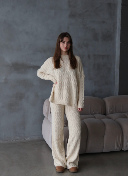 BEJ SAÇ ÖRGÜ TRİKO TAKIM