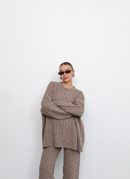 KAHVE SAÇ ÖRGÜ TRİKO TAKIM