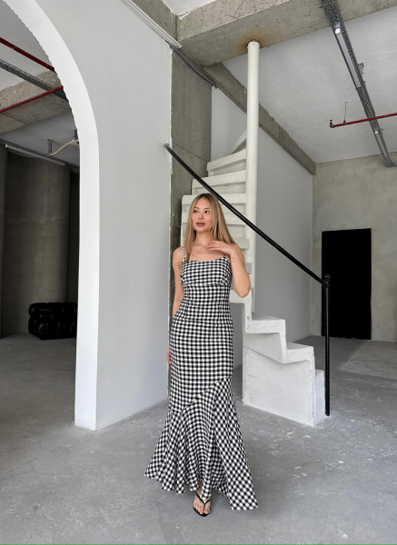 SİYAH EKOSELİ FLOŞ ELBİSE