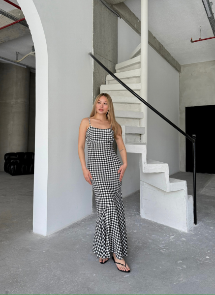 SİYAH EKOSELİ FLOŞ ELBİSE