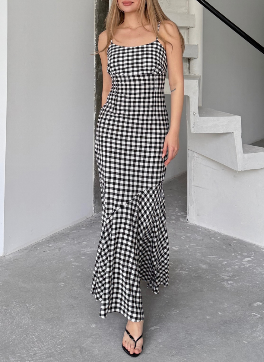 SİYAH EKOSELİ FLOŞ ELBİSE