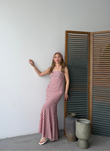 PEMBE EKOSELİ FLOŞ ELBİSE