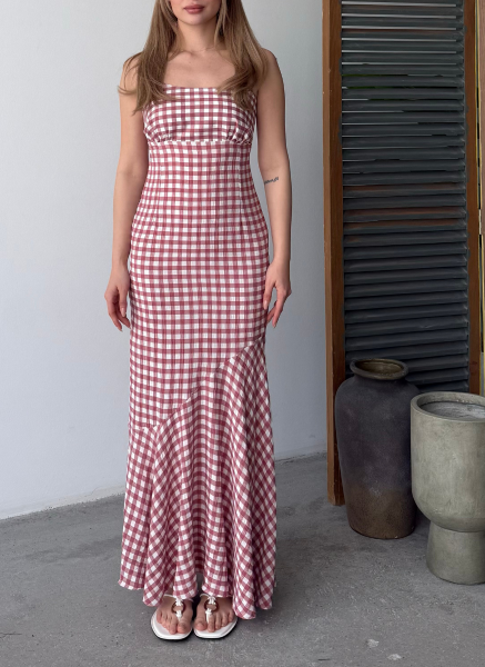 PEMBE EKOSELİ FLOŞ ELBİSE