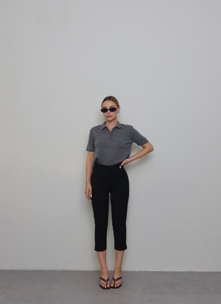 SİYAH ÇIMALI KAPRİ PANTOLON