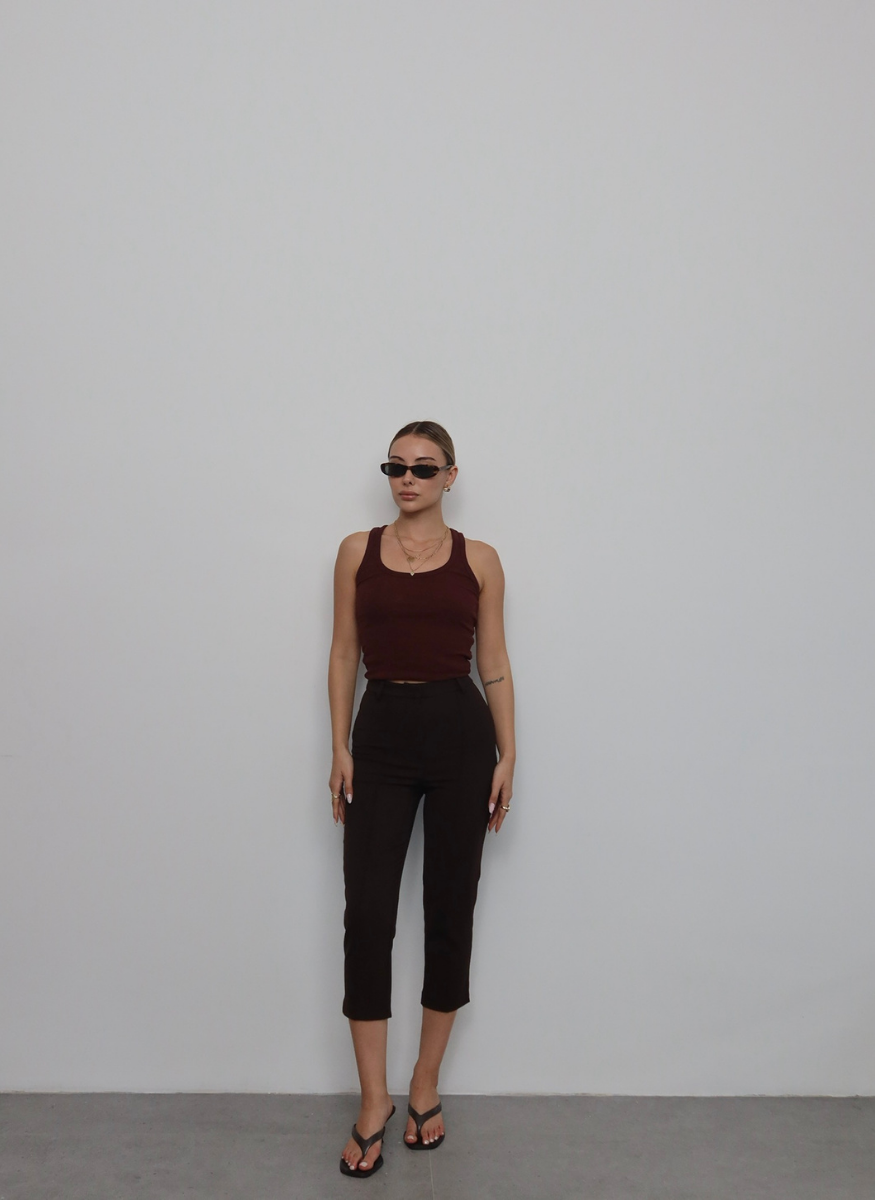 KAHVE ÇIMALI KAPRİ PANTOLON