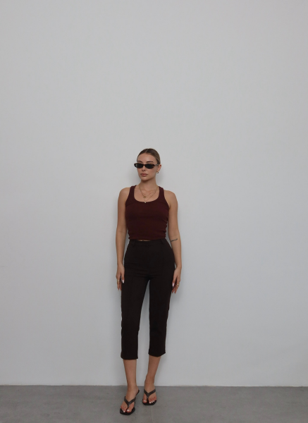 KAHVE ÇIMALI KAPRİ PANTOLON