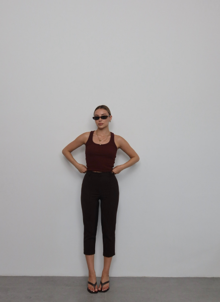 KAHVE ÇIMALI KAPRİ PANTOLON