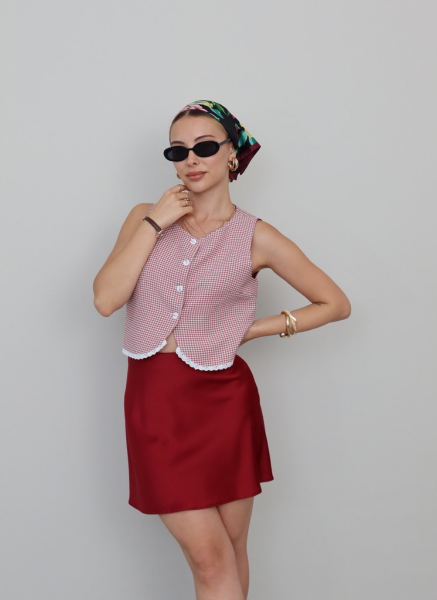 PEMBE PÖTİKARE YELEK