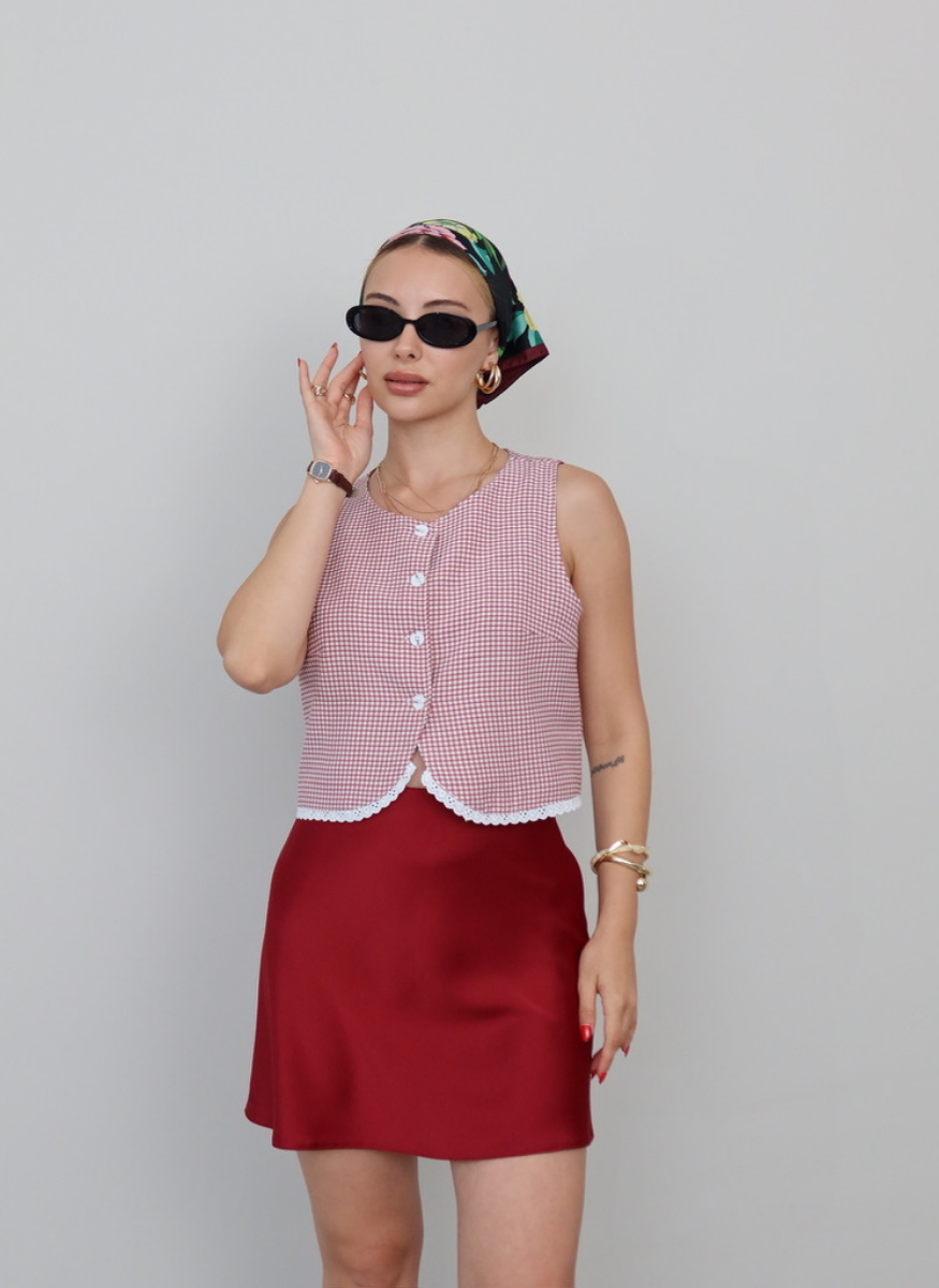 PEMBE PÖTİKARE YELEK