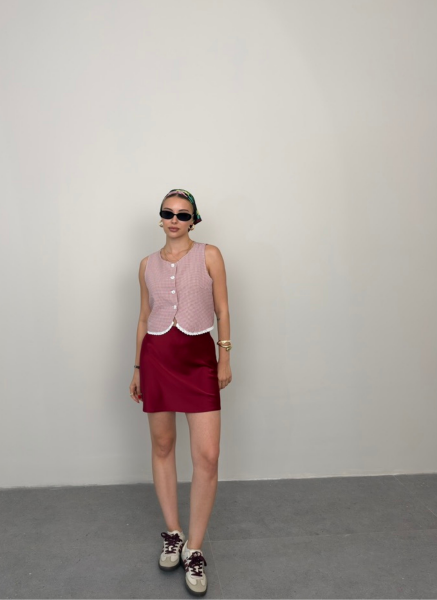 PEMBE PÖTİKARE YELEK