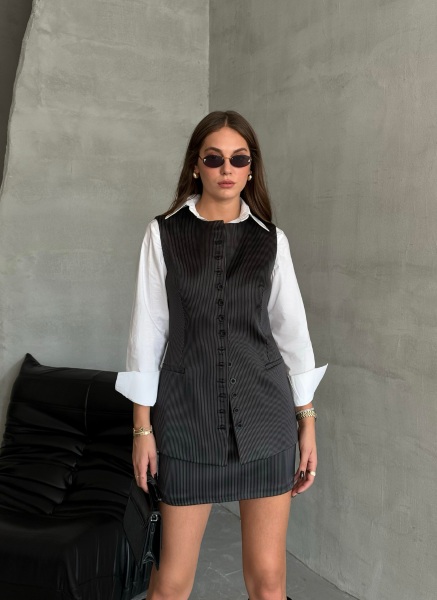 SATEN KUMAŞ YELEKLİ ETEK TAKIM