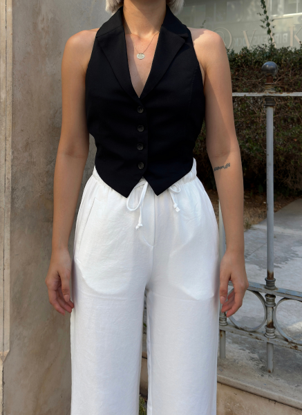 SİYAH CUT OUT YELEK