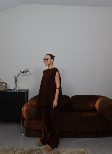 ACI KAHVE YELEKLİ TRİKO TAKIM