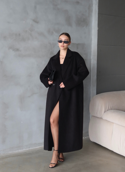 SİYAH KAŞE OVERSİZE KABAN