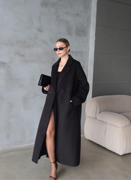 SİYAH KAŞE OVERSİZE KABAN