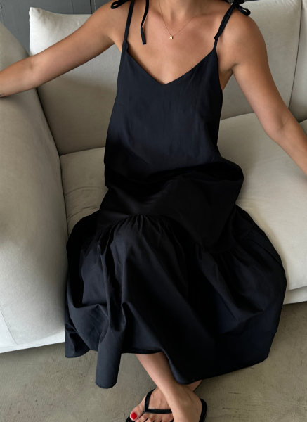 POPLİN KUMAŞ SİYAH ELBİSE