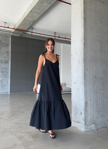 POPLİN KUMAŞ SİYAH ELBİSE