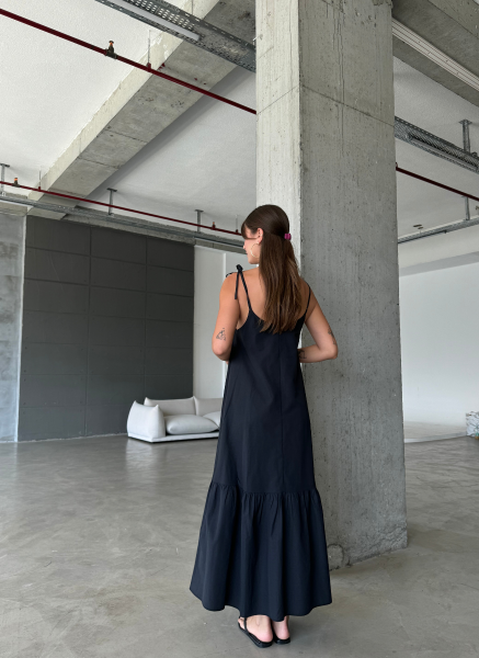 POPLİN KUMAŞ SİYAH ELBİSE