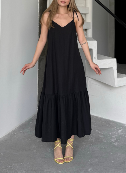 POPLİN KUMAŞ SİYAH ELBİSE