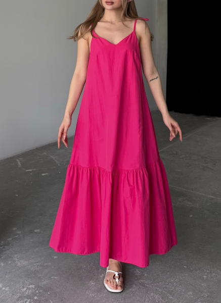 POPLİN KUMAŞ PEMBE ELBİSE