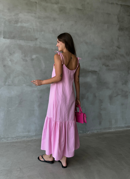 POPLİN KUMAŞ PEMBE ELBİSE