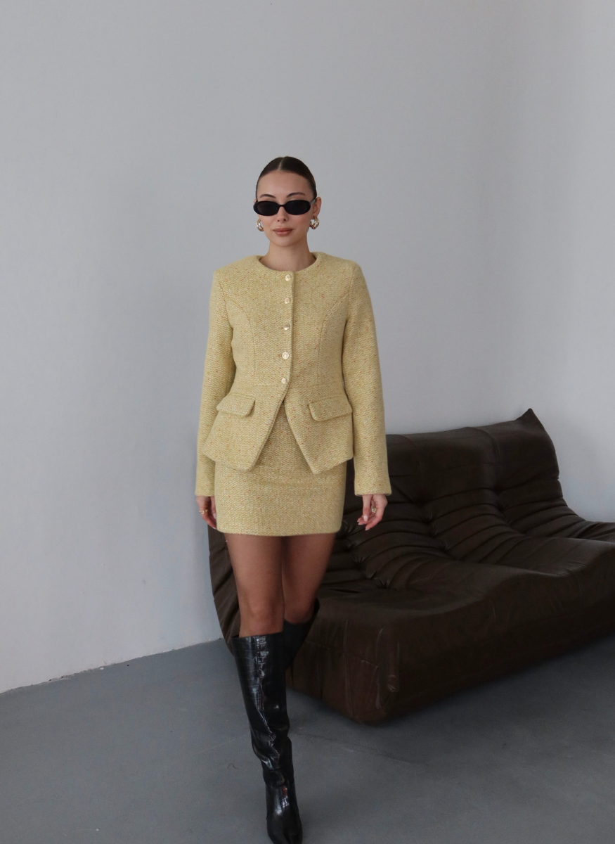 SARI TÜVİT CEKET ETEK TAKIMI