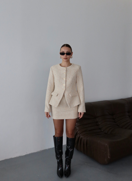 BEJ TÜVİT CEKET ETEK TAKIMI