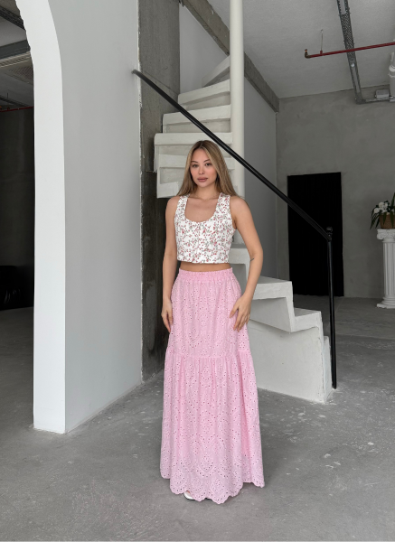 PEMBE ÇİÇEK DESEN YELEK