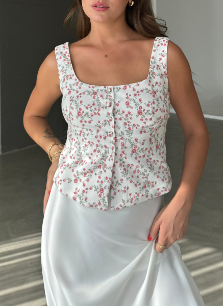 PEMBE ÇİÇEK DESEN YELEK