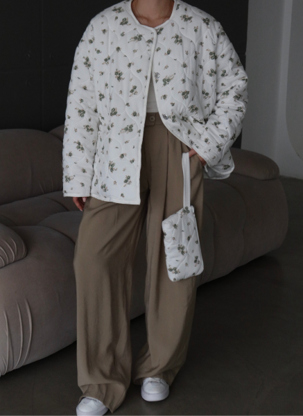 HAKİ ÇİÇEKLİ OVERSİZE KAPİTONE CEKET