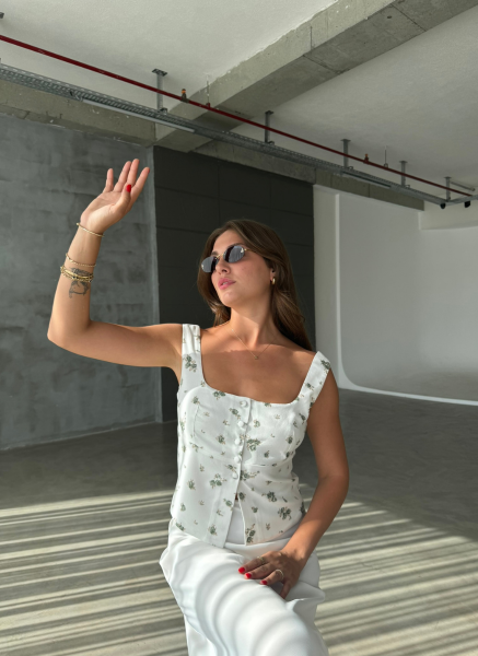 YEŞİL  ÇİÇEK DESEN YELEK