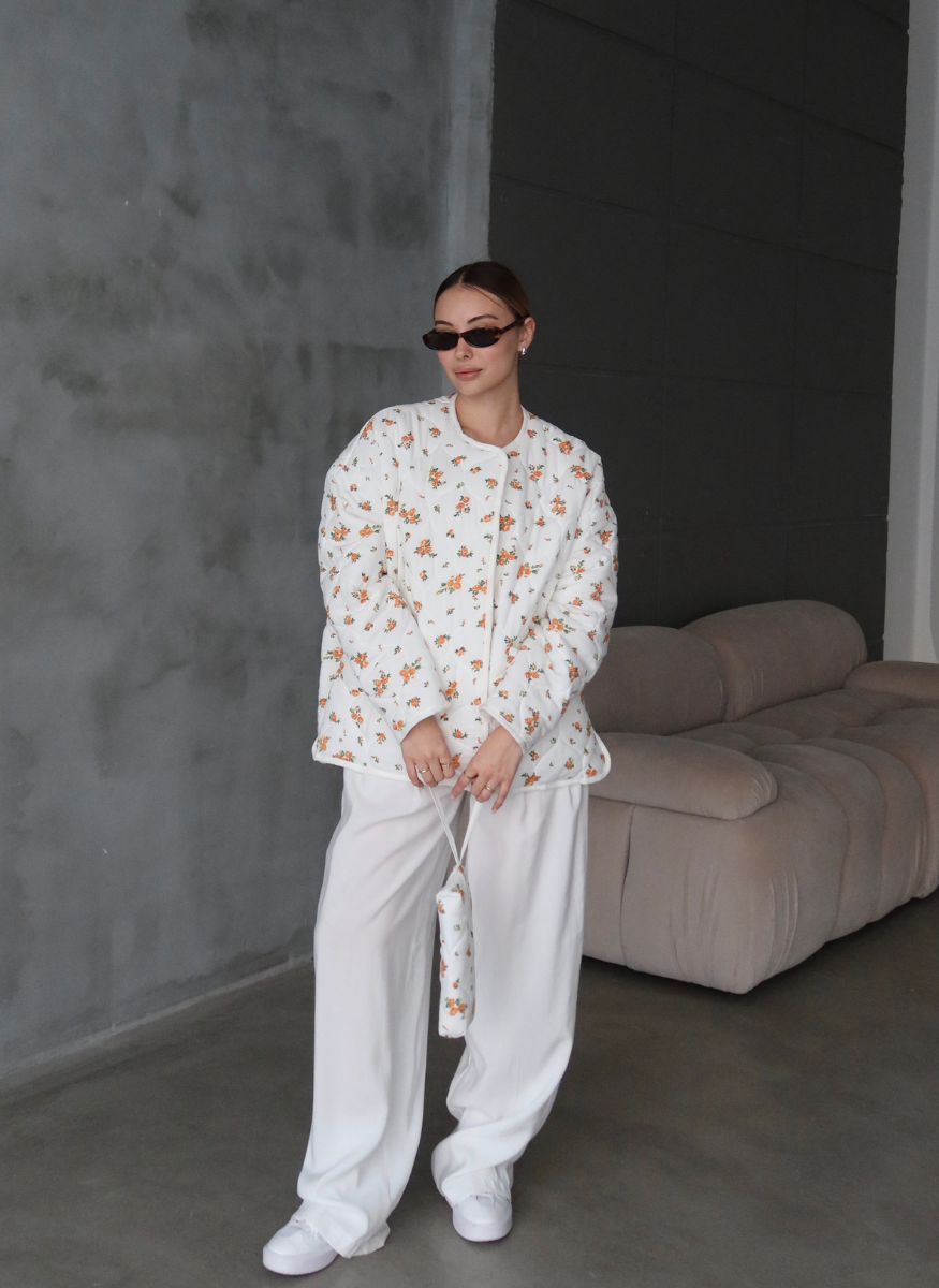 TURUNCU ÇİÇEKLİ KAPİTONE CEKET