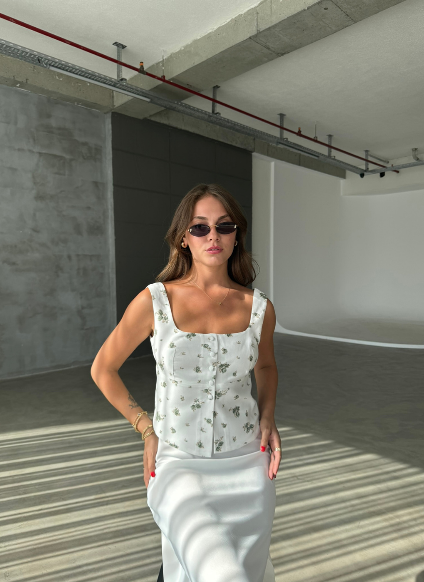 YEŞİL  ÇİÇEK DESEN YELEK