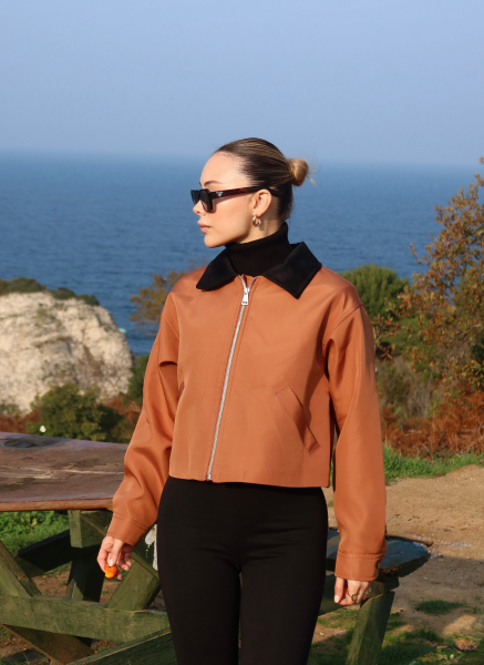 TABA KADİFE YAKALI BONDİT CEKET