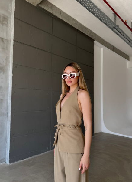 CAMEL BOYUNDAN ASKILI YELEK