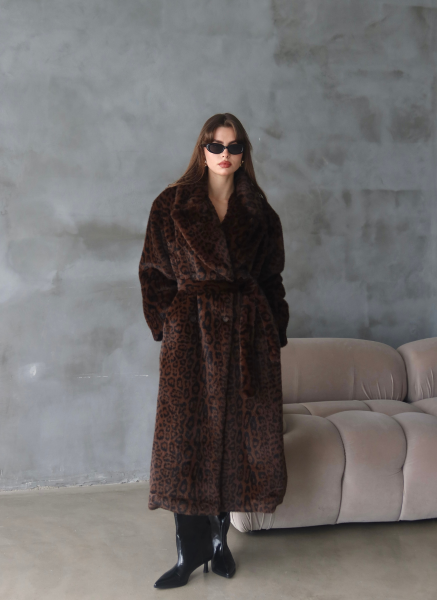 LEOPAR DESENLİ SUNİ KÜRK KABAN