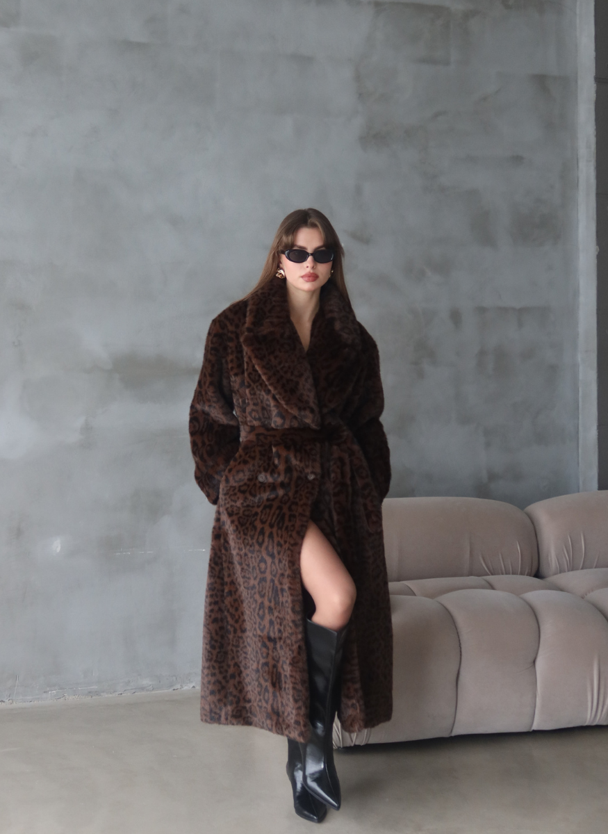 LEOPAR DESENLİ SUNİ KÜRK KABAN