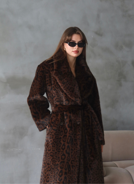 LEOPAR DESENLİ SUNİ KÜRK KABAN