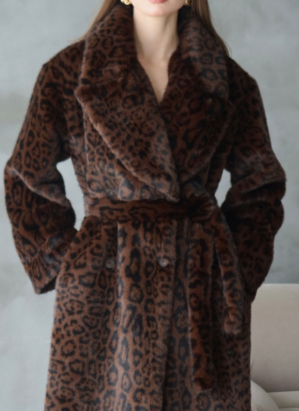 LEOPAR DESENLİ SUNİ KÜRK KABAN