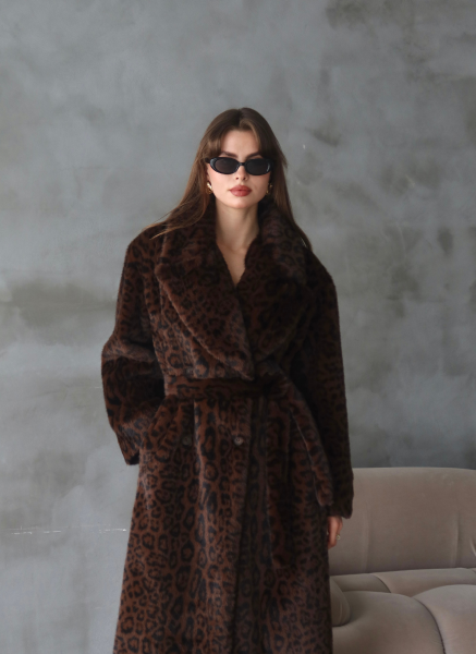 LEOPAR DESENLİ SUNİ KÜRK KABAN