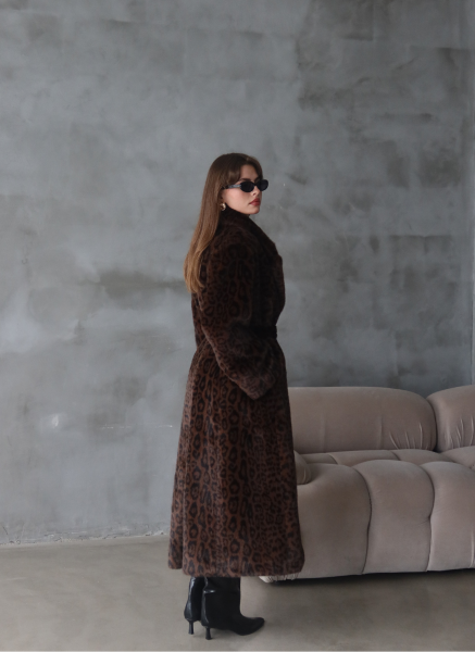 LEOPAR DESENLİ SUNİ KÜRK KABAN