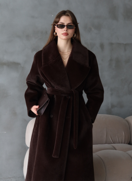 KAHVERENGİ KUŞAKLI SUNİ KÜRK KABAN