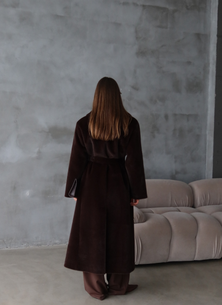 KAHVERENGİ KUŞAKLI SUNİ KÜRK KABAN