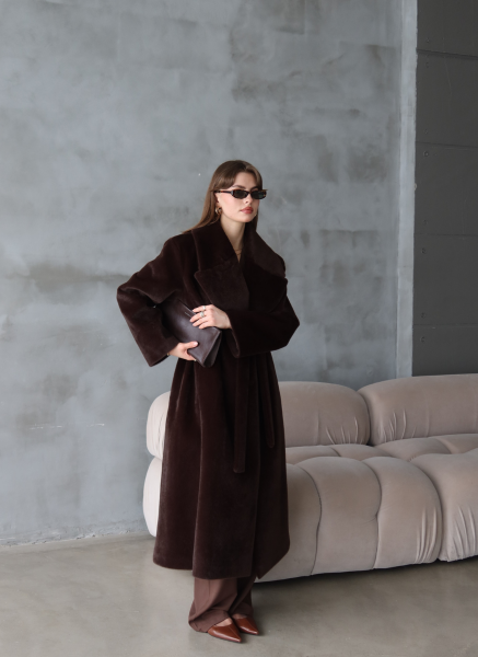 KAHVERENGİ KUŞAKLI SUNİ KÜRK KABAN